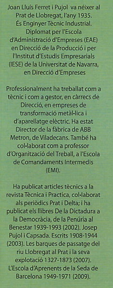 Solapa de la portada del llibre amb un breu currículum del seu autor.